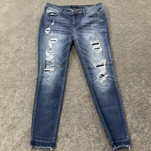 Judy Blue Distressed Skinny Jeans - Blue